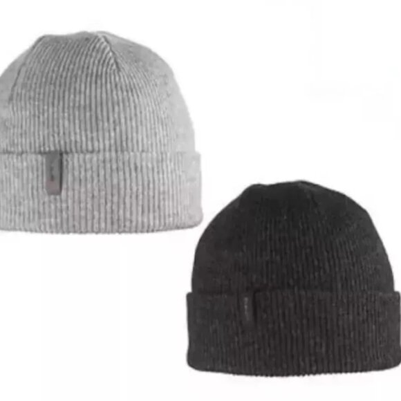 Bula Merino Wool Blend Beanies Gray Black One Size 2-Pack - Picture 1 of 6